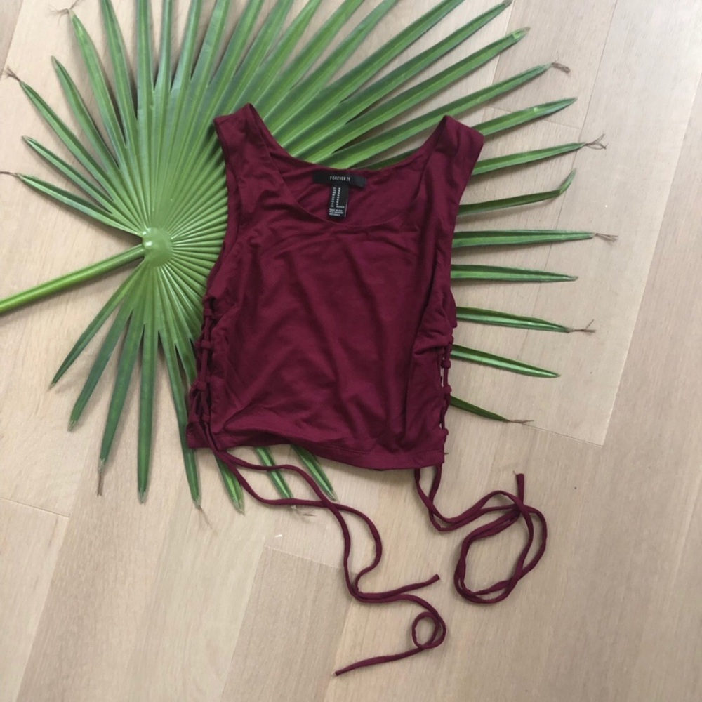Forever 21 Purple Plum Crop Top w/ Lace Up Sides